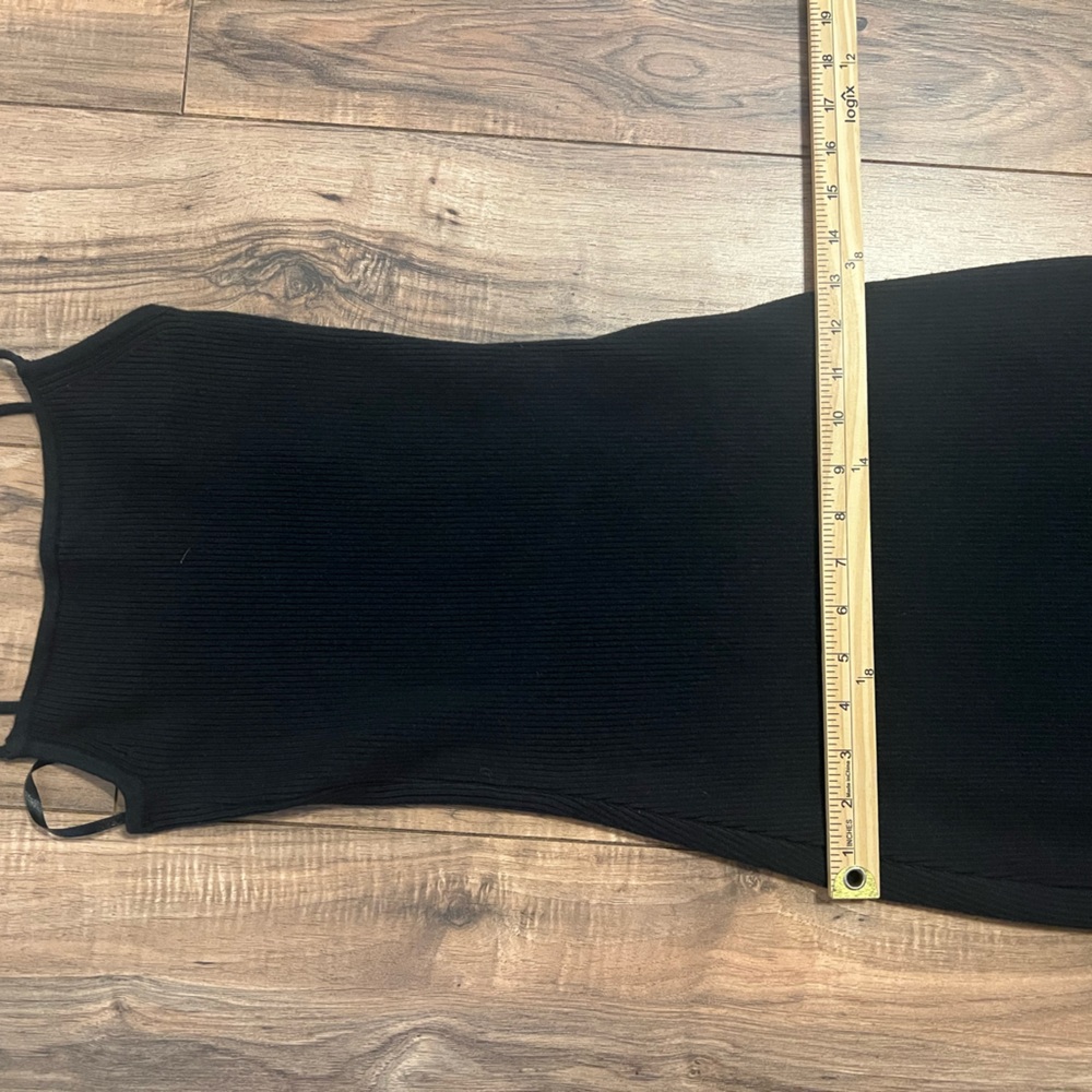 Abercrombie & Fitch Black Ribbed Asymmetrical Strappy Maxi Dress Small Tall - Picture 7 of 12